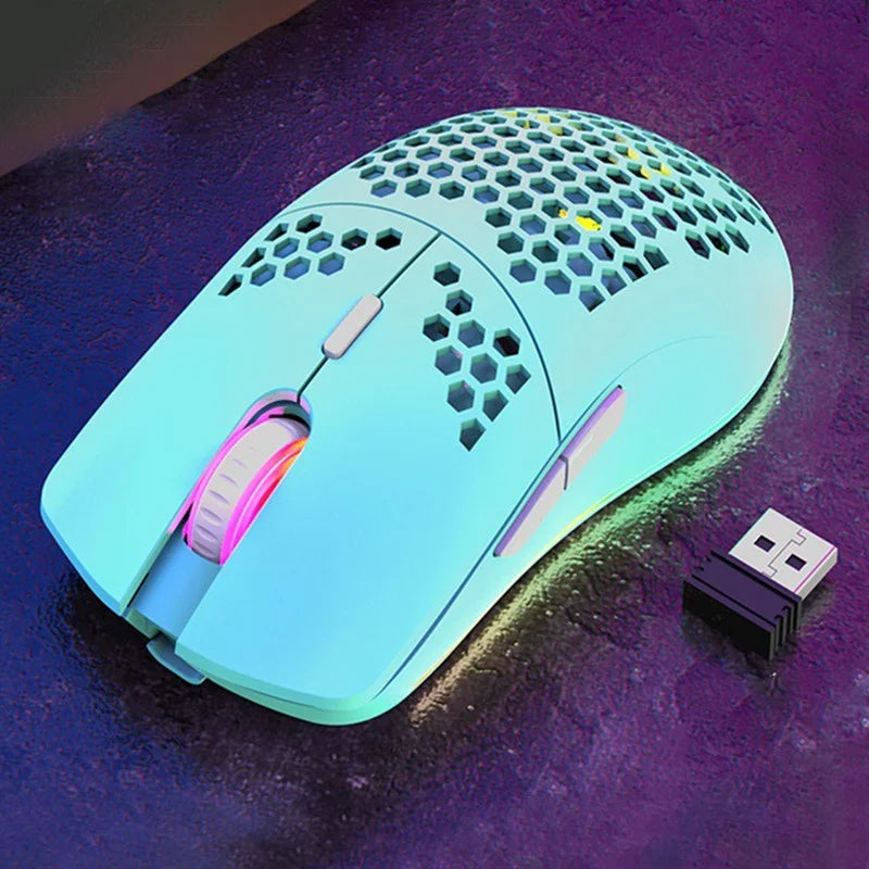 BM600 2.4G Wireless Mouse Lightweight Honeycomb Design Wireless Gaming Mouse RGB Backlight