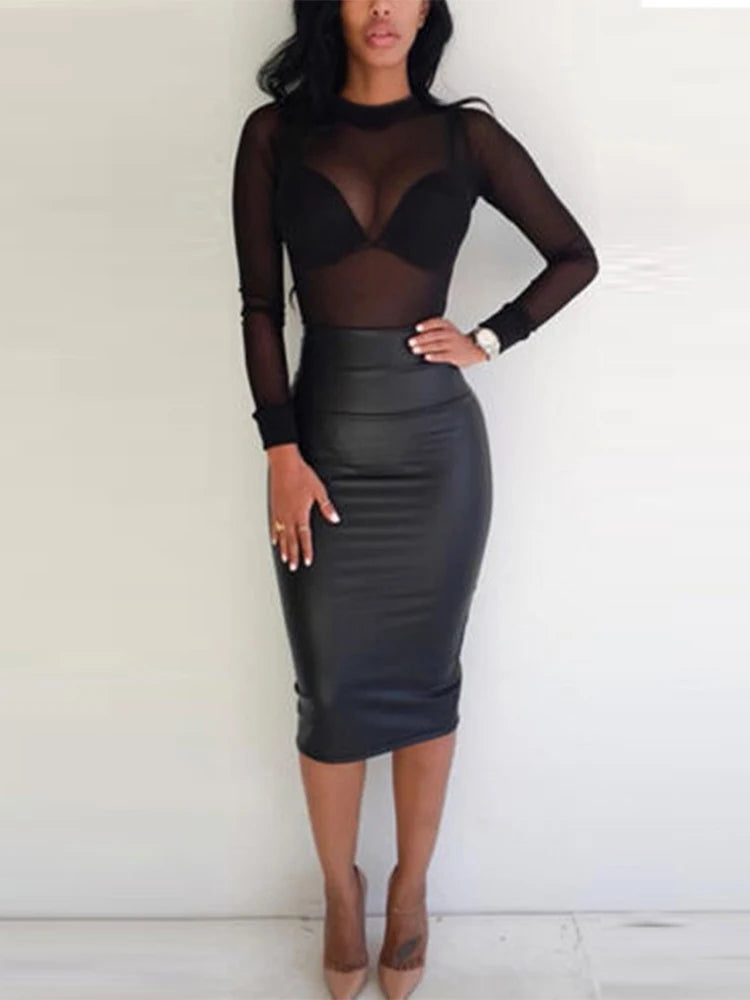 2025 Sexy Women Blouses See Through Transparent Mesh Stand Neck Long Sleeve Sheer Blouse Shirt Ladies Tops Tee