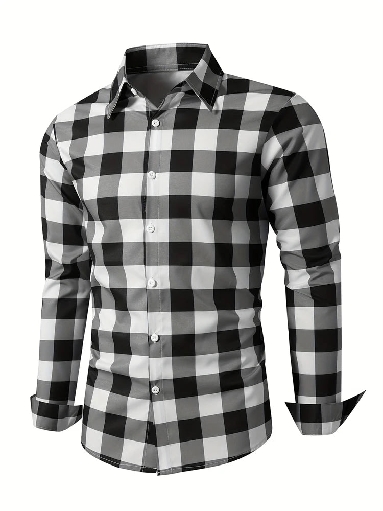 Fashion Square stripe patterns 3D Print Mens Long Sleeve Shirt Autumn Button Down Casual Animal Shirt Lapel Mens Clothing Tops