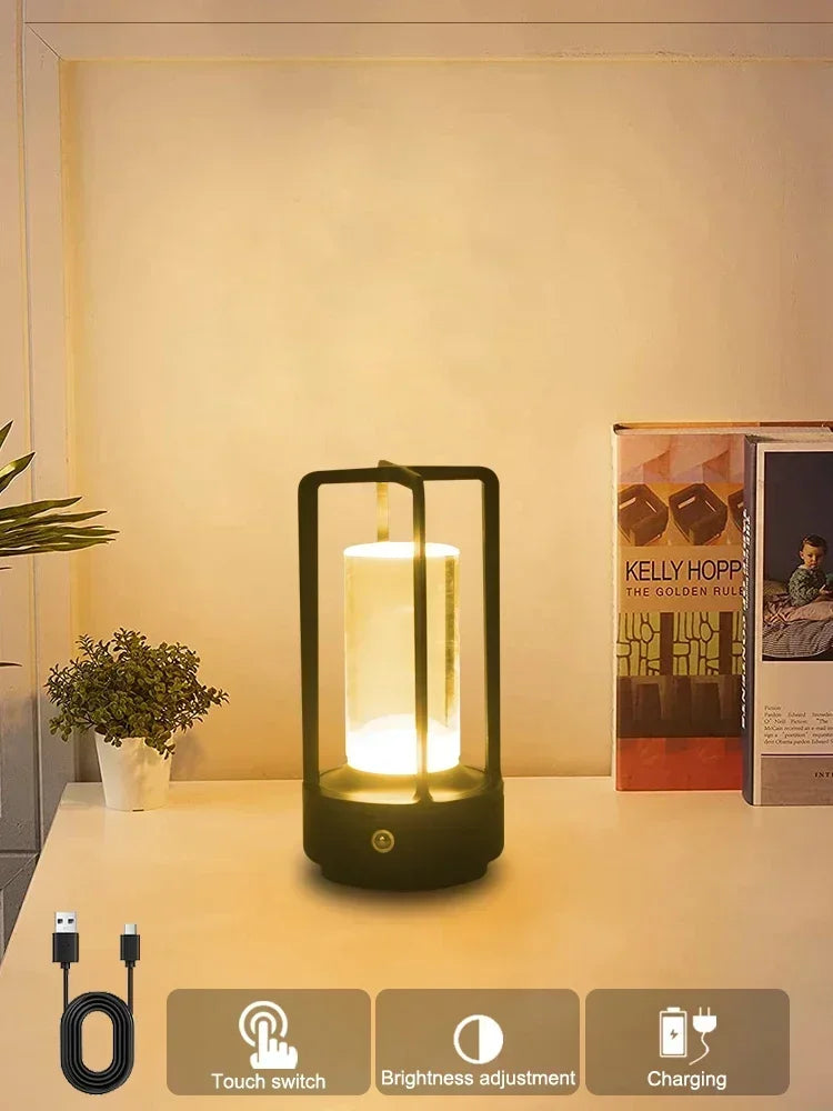 HOMEFISH Night Light Black Gold Silver Table Lamp Touch USB Charging Ambient Light Suitable for Bedrooms Living Rooms