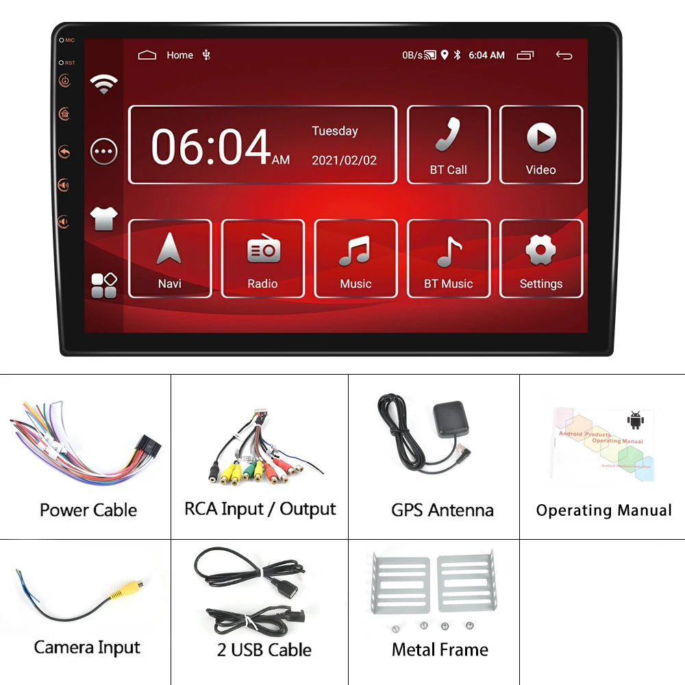 Podofo Android 12 Car Radio Androidauto Carplay 2 Din GPS Car Audio 7"/9"/10" WIFI BT Automotive Multimedia Player For VW Ford