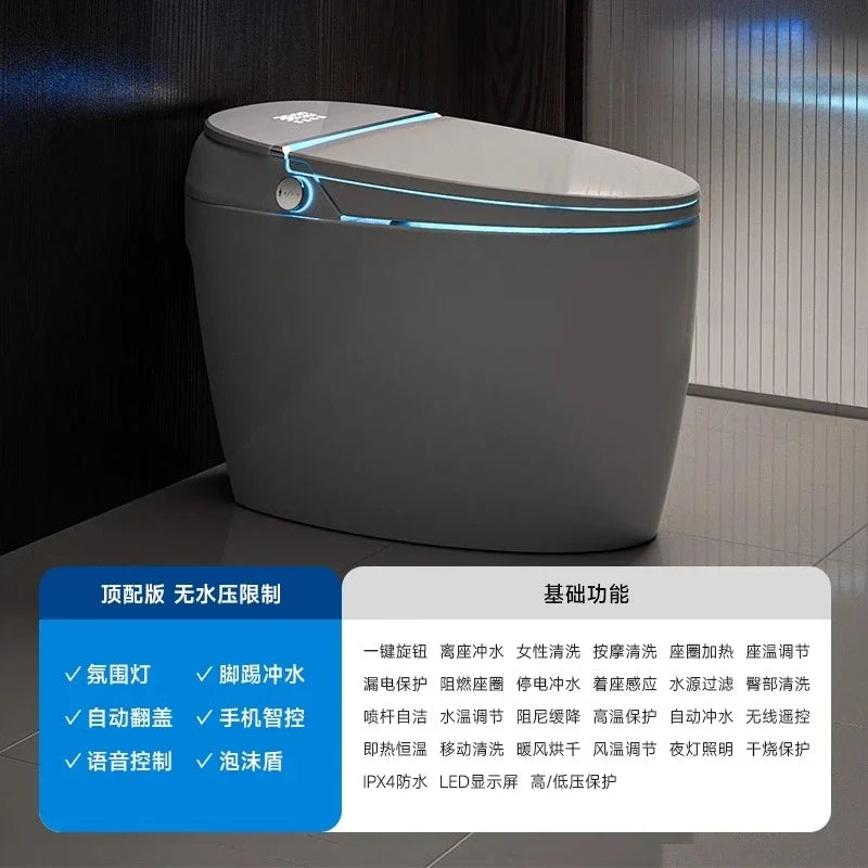 Intelligent toilet egg shaped seat with fully automatic and no water pressure limit