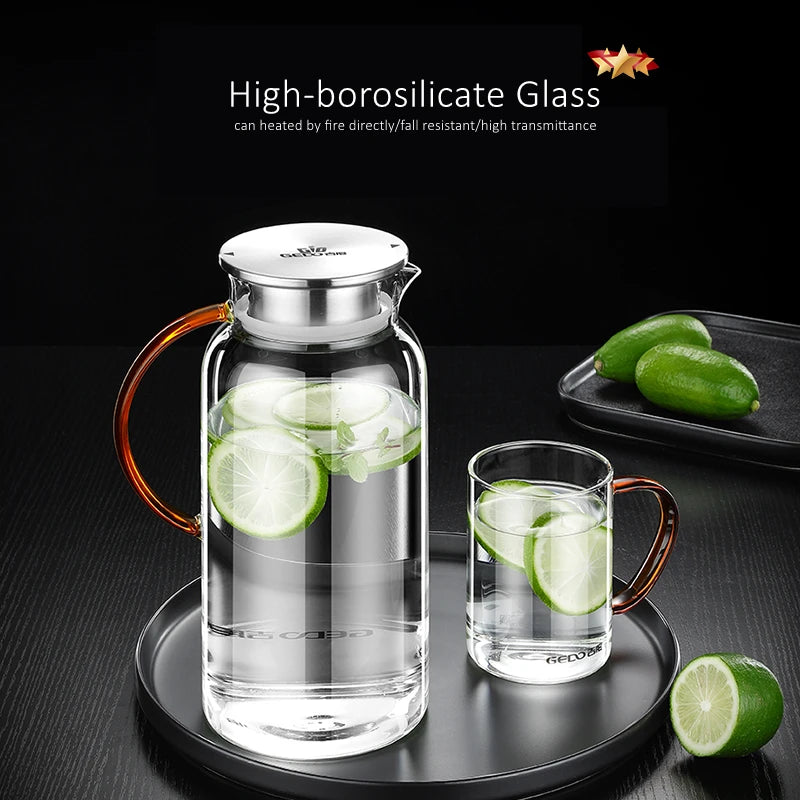 LFGB Certification Ultra Hard High-borosilicate Glass Water Kettle Fall Resistant Canteen Jug Family 1800ml Beverage Bottle