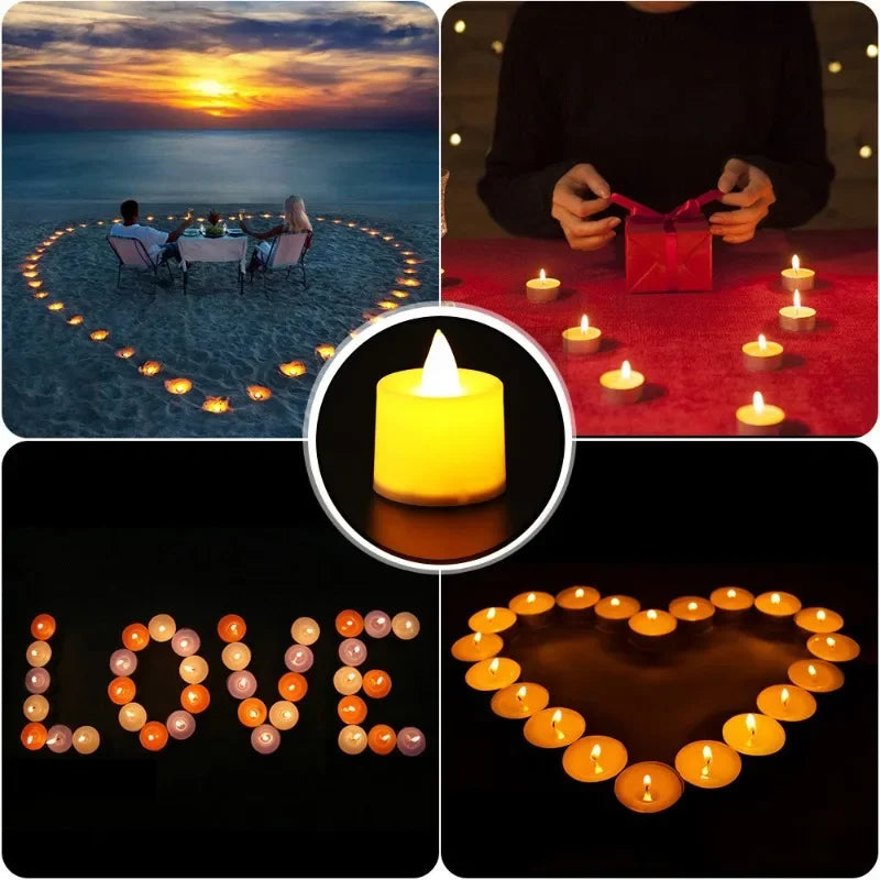 1/48pcs Flameless LED Candle Warm White Light Battery-Power Tealight Haunted House Atmosphere Candle Wedding DIY Decor Supplies