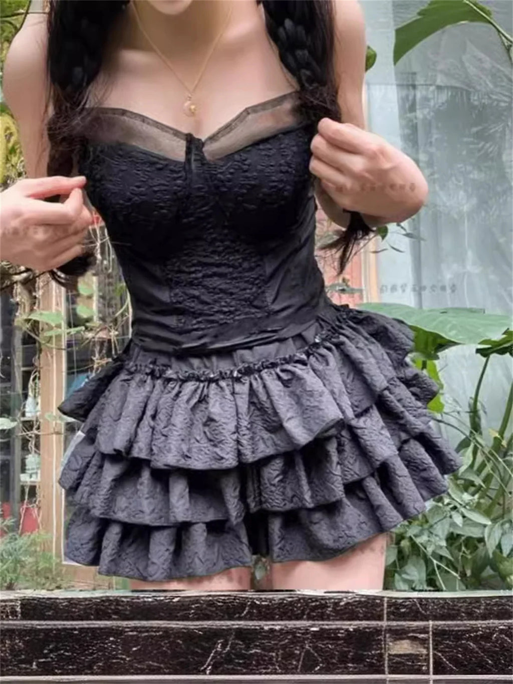Kawaii Ball Gown Short Skirt Pleated Ruffles Layered High Waist Solid Mini Cake Skirts Lolita Girl Sweet Cute Elastic Waist  Y2K
