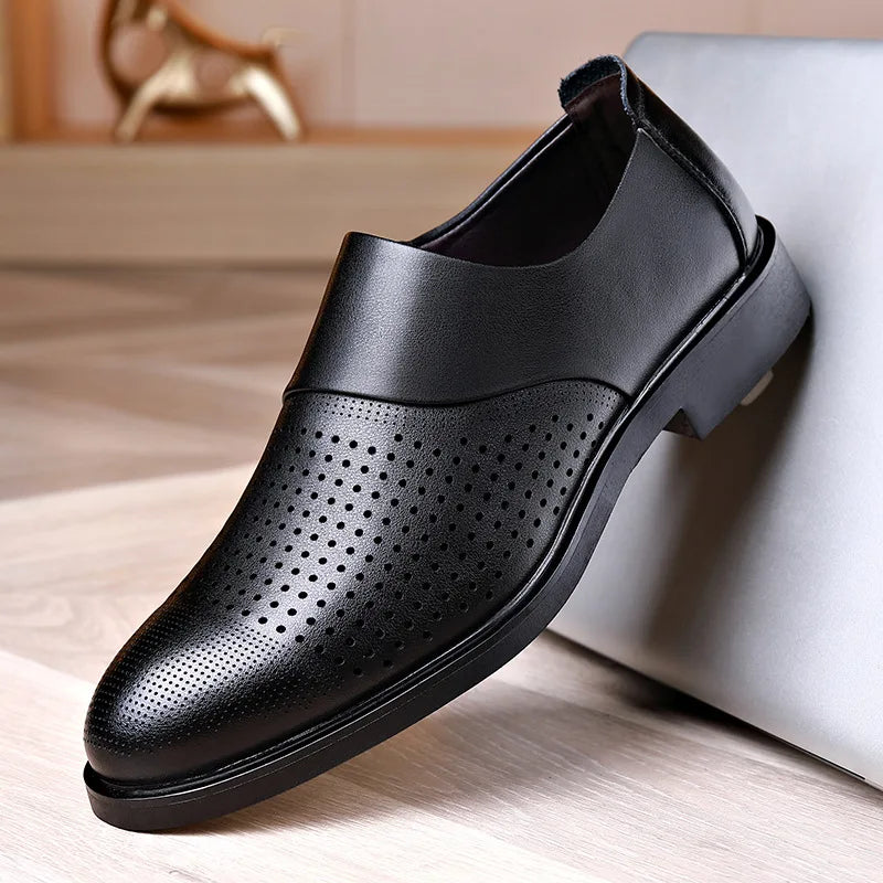 Spring Autumn Cow Leather Shoes for Men Fashion Casual Increase New Designer Men's Dress Shoes Black Platform Shoes Male