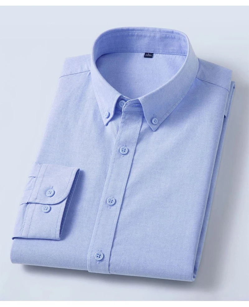 New 100% Pure Cotton Striped Shirt For Men's Long Sleeve Casual Regular Fit Soft Comfortable Business Social Shirts Men Clothing