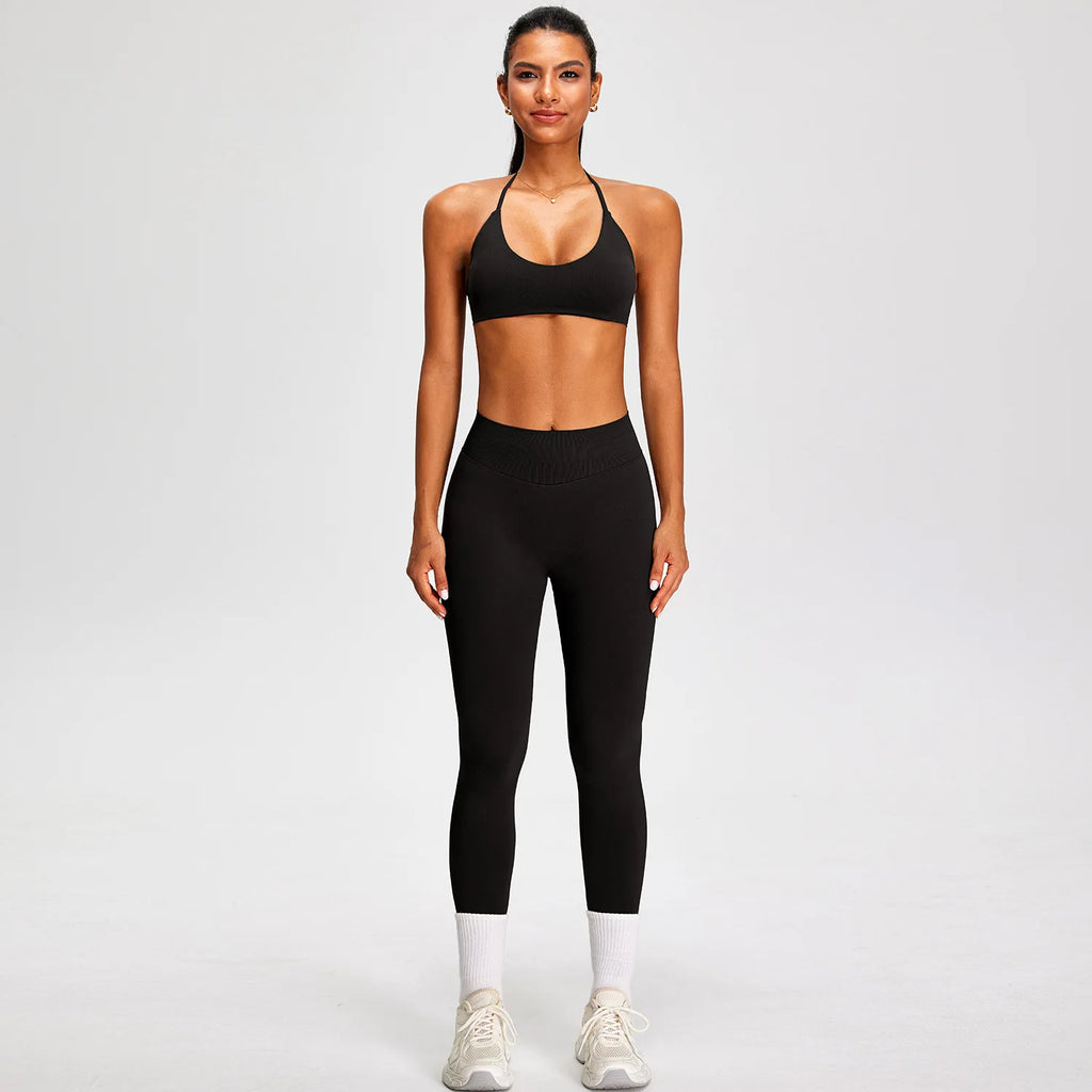 PMW Women Seamless Yoga Set Outdoor Cycling Running Sports Set High Elasticity Lifting Buttocks Quick-Drying Yoga Clothes