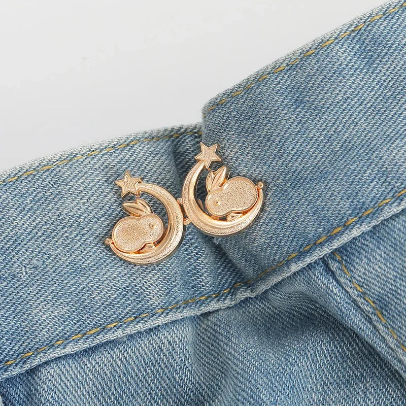 Bowknot Button Adjuster for Pants and Skirts Waist Tightener Adjustable Waist Buckle for Jeans No Sewing Required Easy To Use