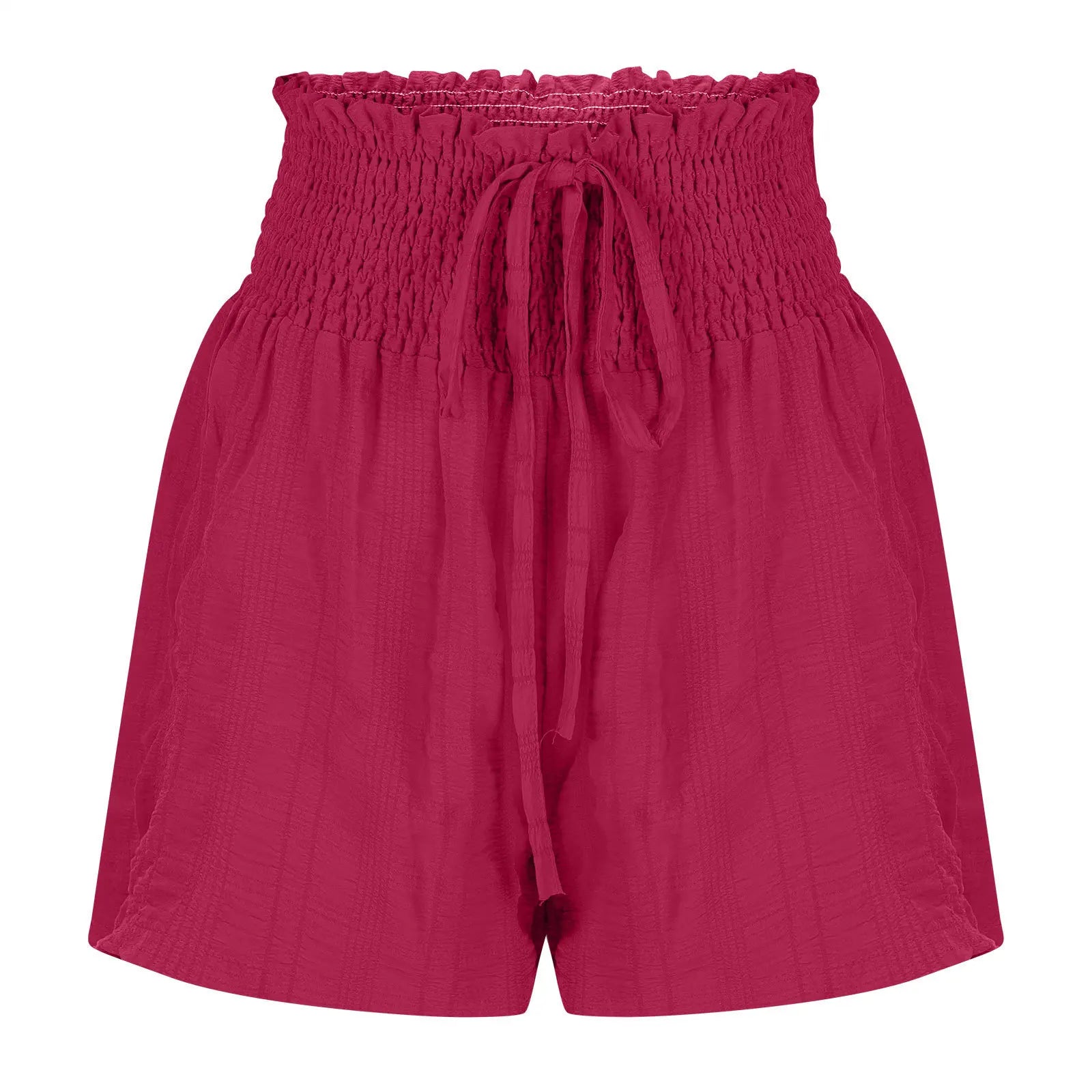 Women Casual High Waist Shorts Skirt Smocked Elastic Drawstring A-Line Flowy Short Skirt Pants Summer Solid Color Beach Skorts