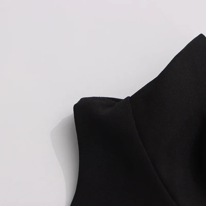 Sexy Pure Desire Vest Short Skirt Women's Dress High Waist No Sleeve round Neck Polyester Fiber Pure Color Autumn New Design