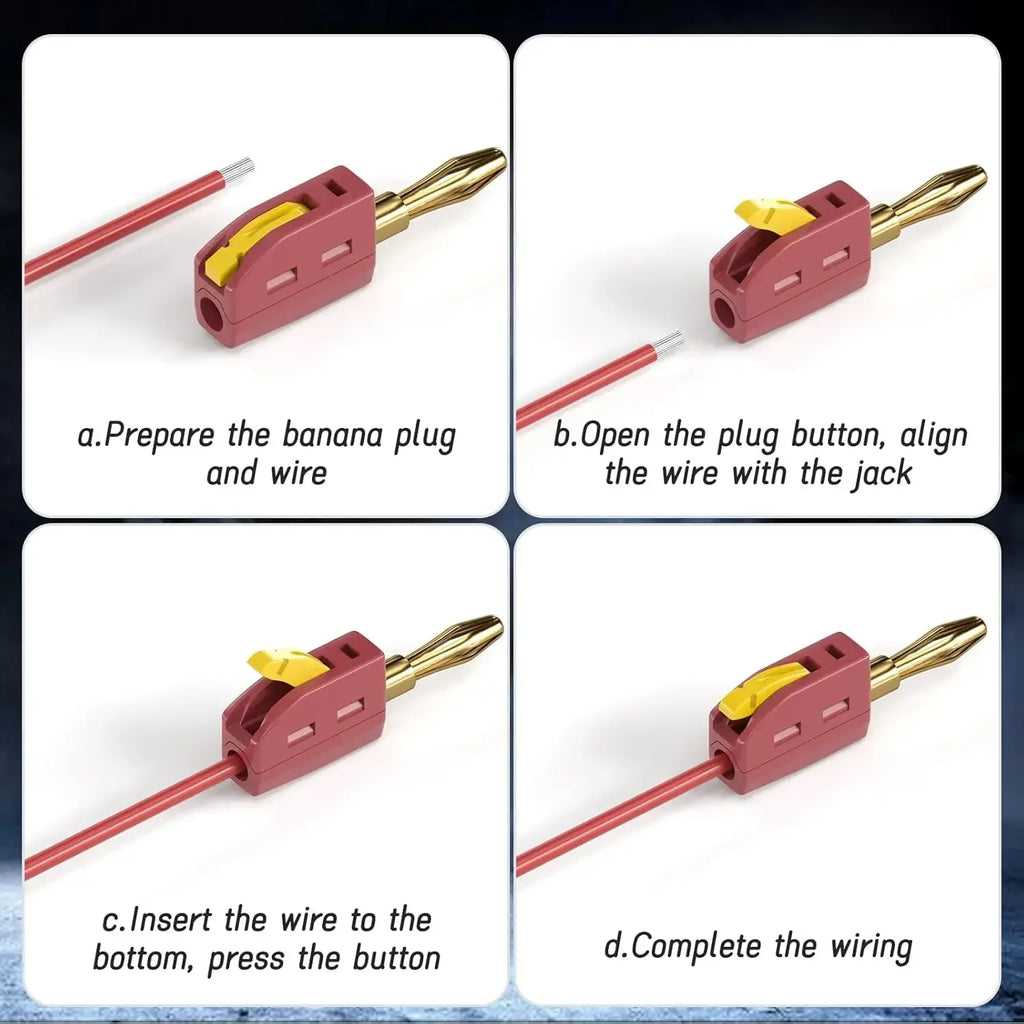 1/2/4Pcs 4mm Banana Plug High Current Quick Connect Gold-Plated Banana Connector 32A Red&Black No Solder Wire Connectors