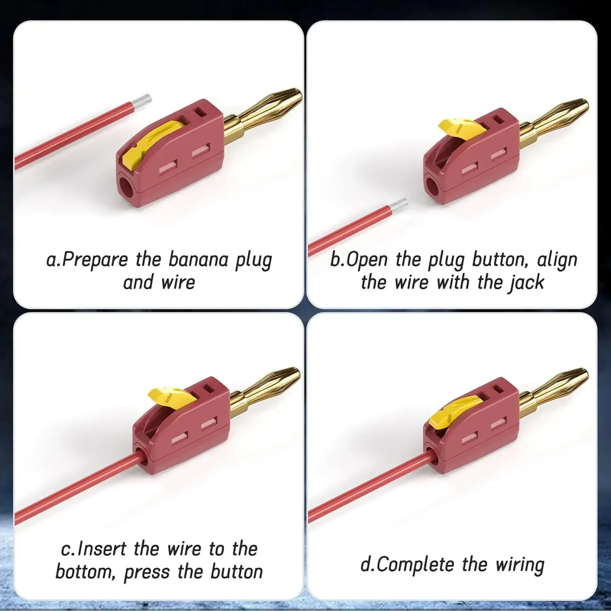 1/2/4Pcs 4mm Banana Plug High Current Quick Connect Gold-Plated Banana Connector 32A Red&Black No Solder Wire Connectors