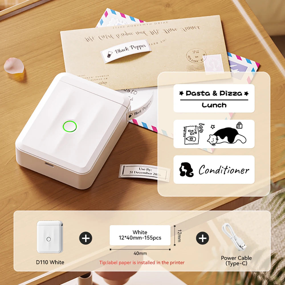Niimbot D110 Mini Thermal Label Printer Wireless Adhesive Sticker Maker DIY Name Tag Inkless Labeling Machine for Phone