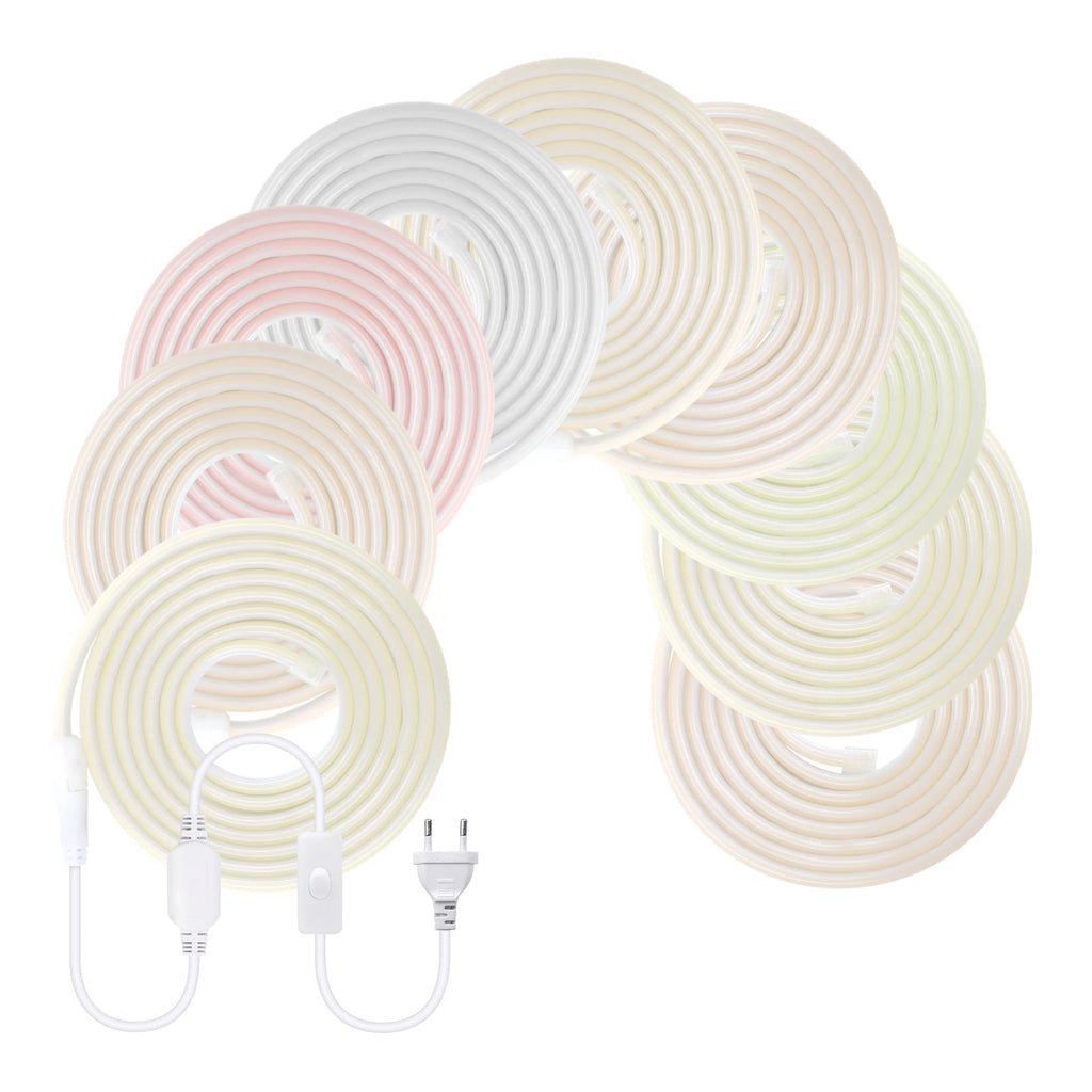 1-20M 220V COB LED Strip 288LEDs/m Outdoor IP65 Waterproof Switch/Dimmable LED Tape Ribbon Neon Lights For Kitchen Room 10 Color