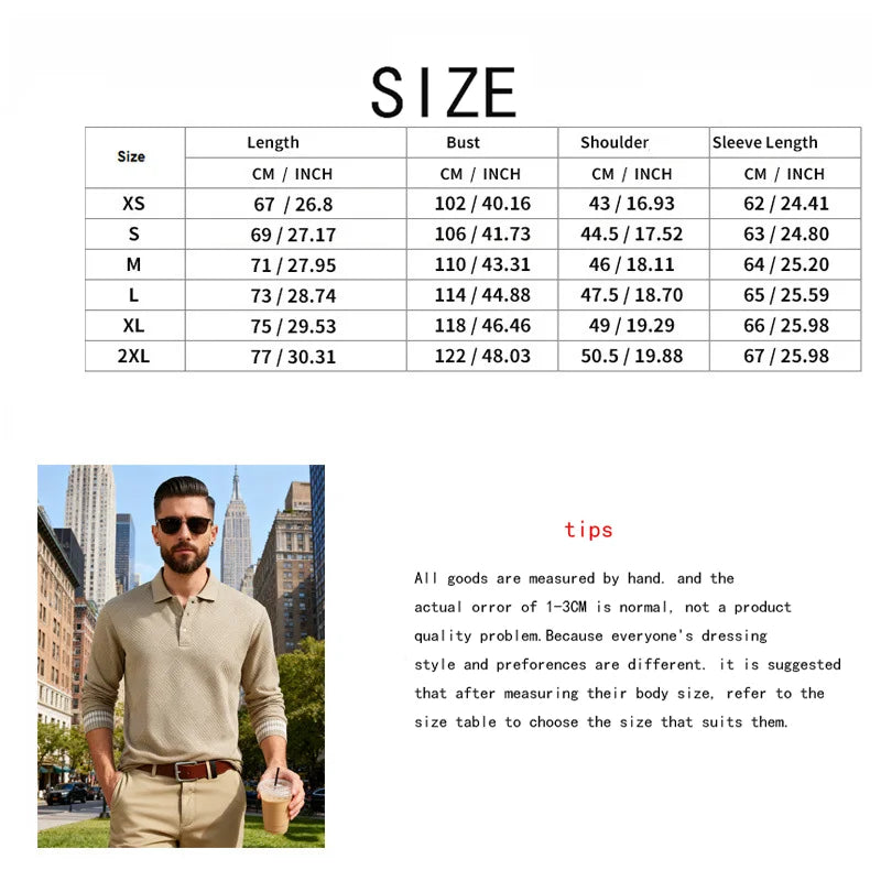 2025 spring and autumn men's light luxury casual simple lapel jacquard POLO button-down long-sleeved sweater