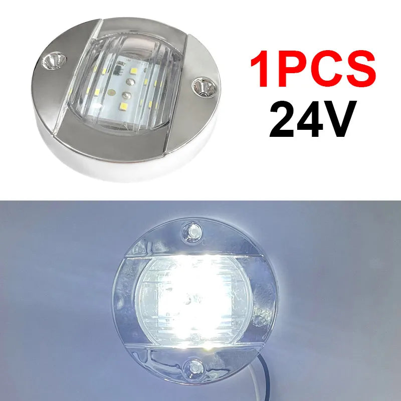 1Pcs DC12V/24V Marine Boat Transom LED Stern Light Round Cold White LED Tail Lamp Yacht Accessory Blue/White/Yellow/Green/Red