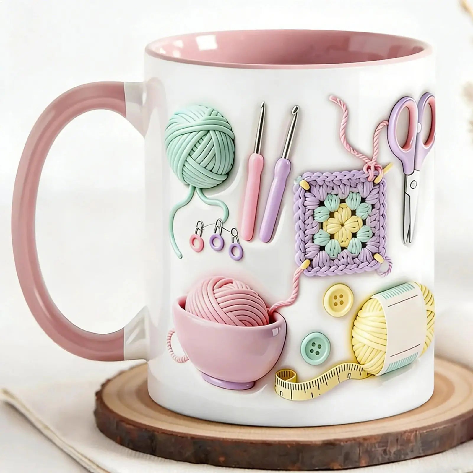 Funny Coffee Mug 330ml Crochet Ceramic Drinkware Novelty Drinking creativity Cups Crochet theme For Adults Yarn Lovers