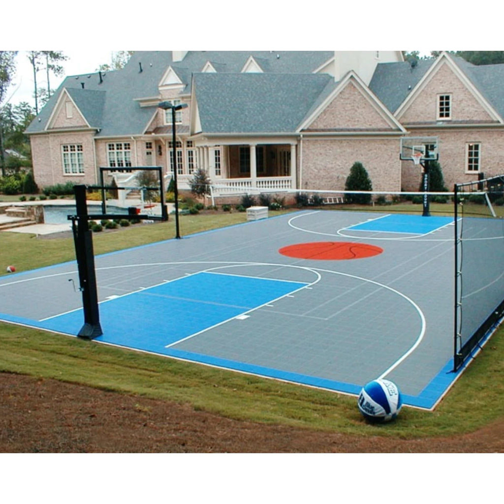 Modular Half-Court Basketball Floor Tiles - Interlocking Shock-Absorbing Tiles for Home/Gym/Community
