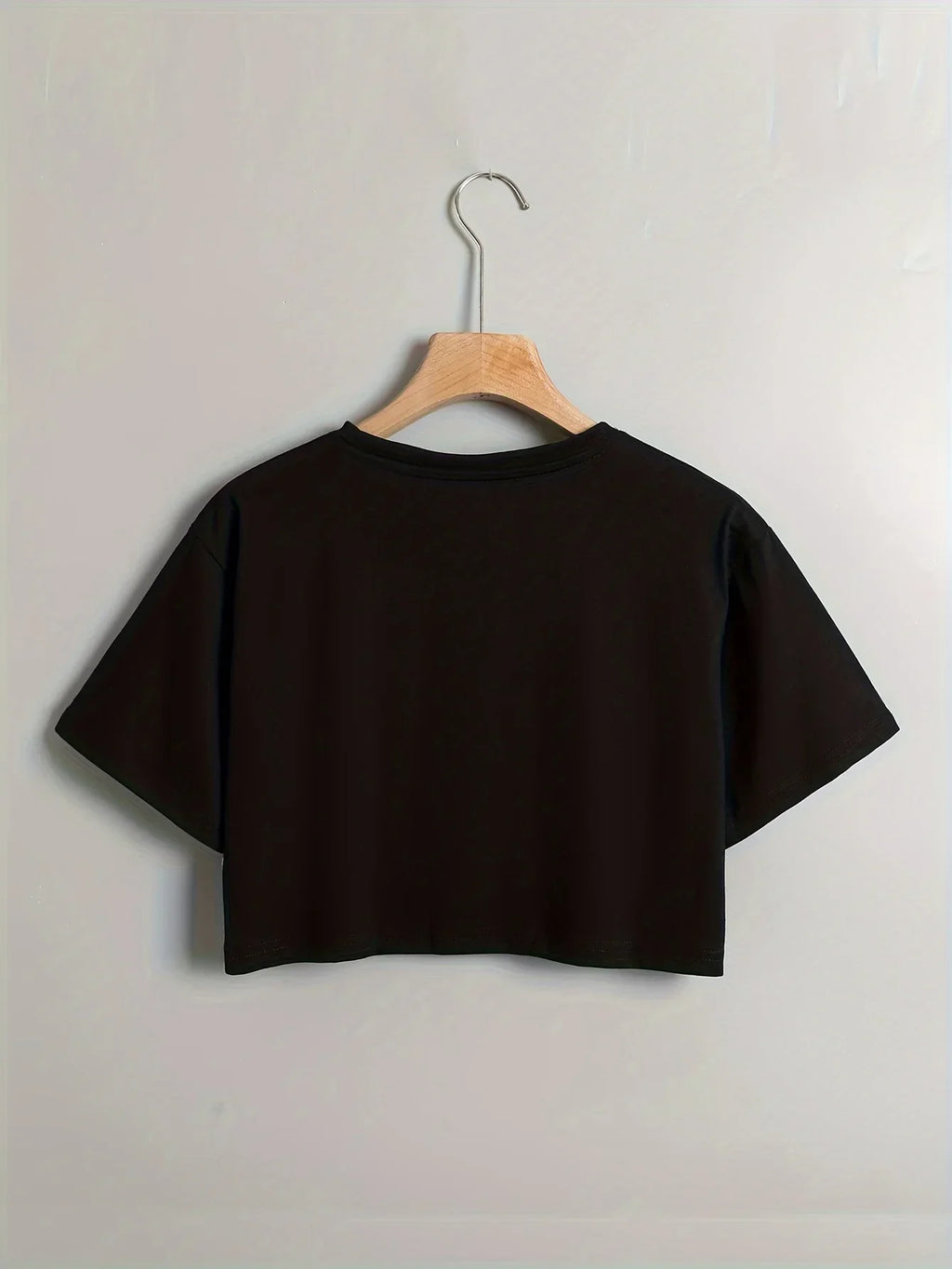 Moon Print Crew Neck T-shirt Casual Short Sleeve Crop Top for Spring & Summer Women's Clothing