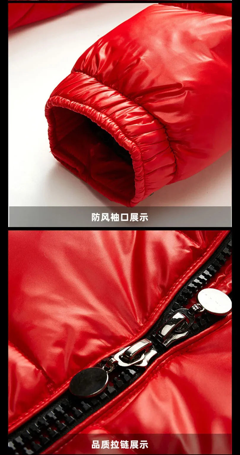 Men Detachable Hat Casual Parka Hooded Coat Winter New Men Solid Parkas White Duck Down Jacket Male Stand Collar Warm Thick Coat