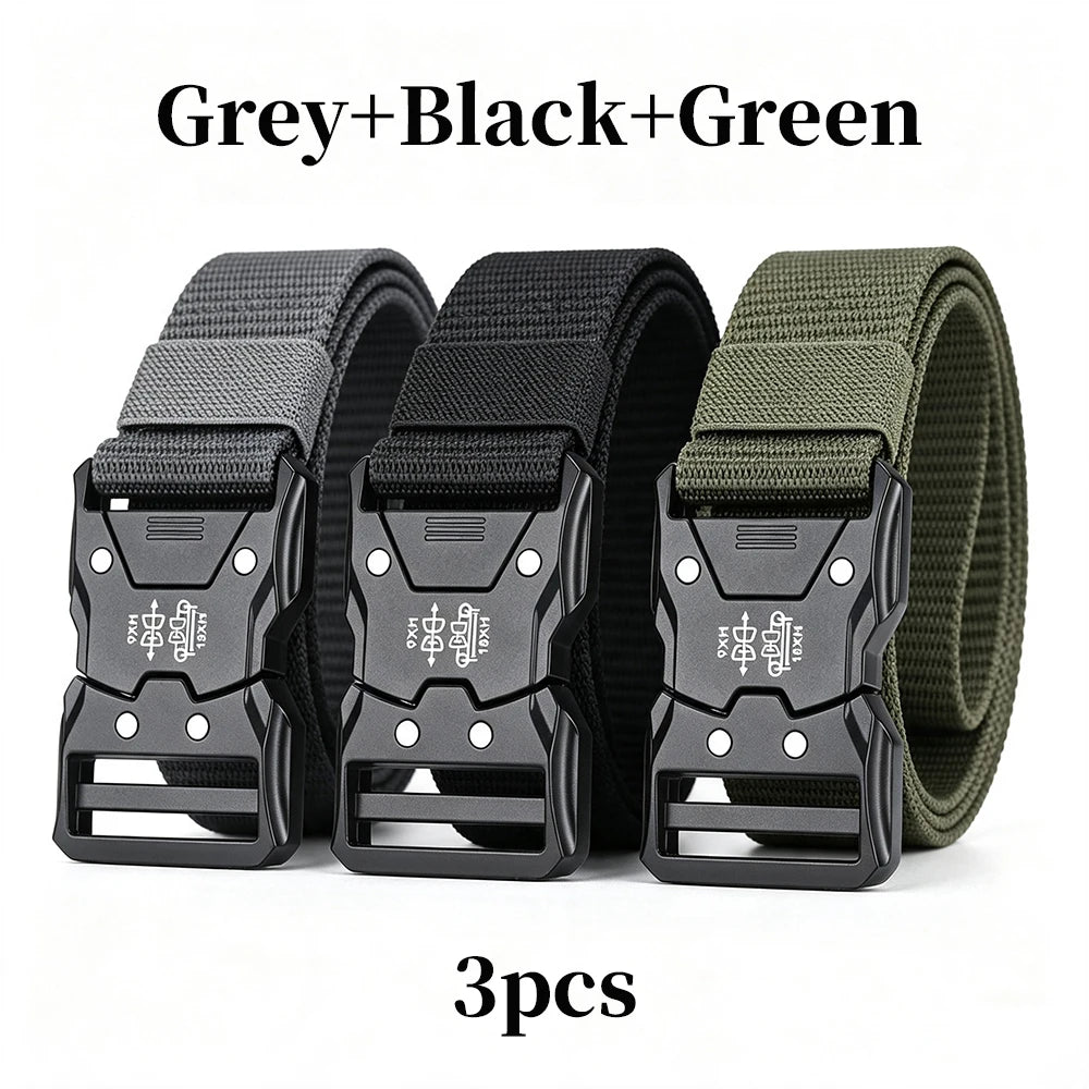 Genuine Tactical Belt Black Quick Release Outdoor Men's Belt Buckle Quick Release Elastic Belt Sport Nylon Braided Belts for Men