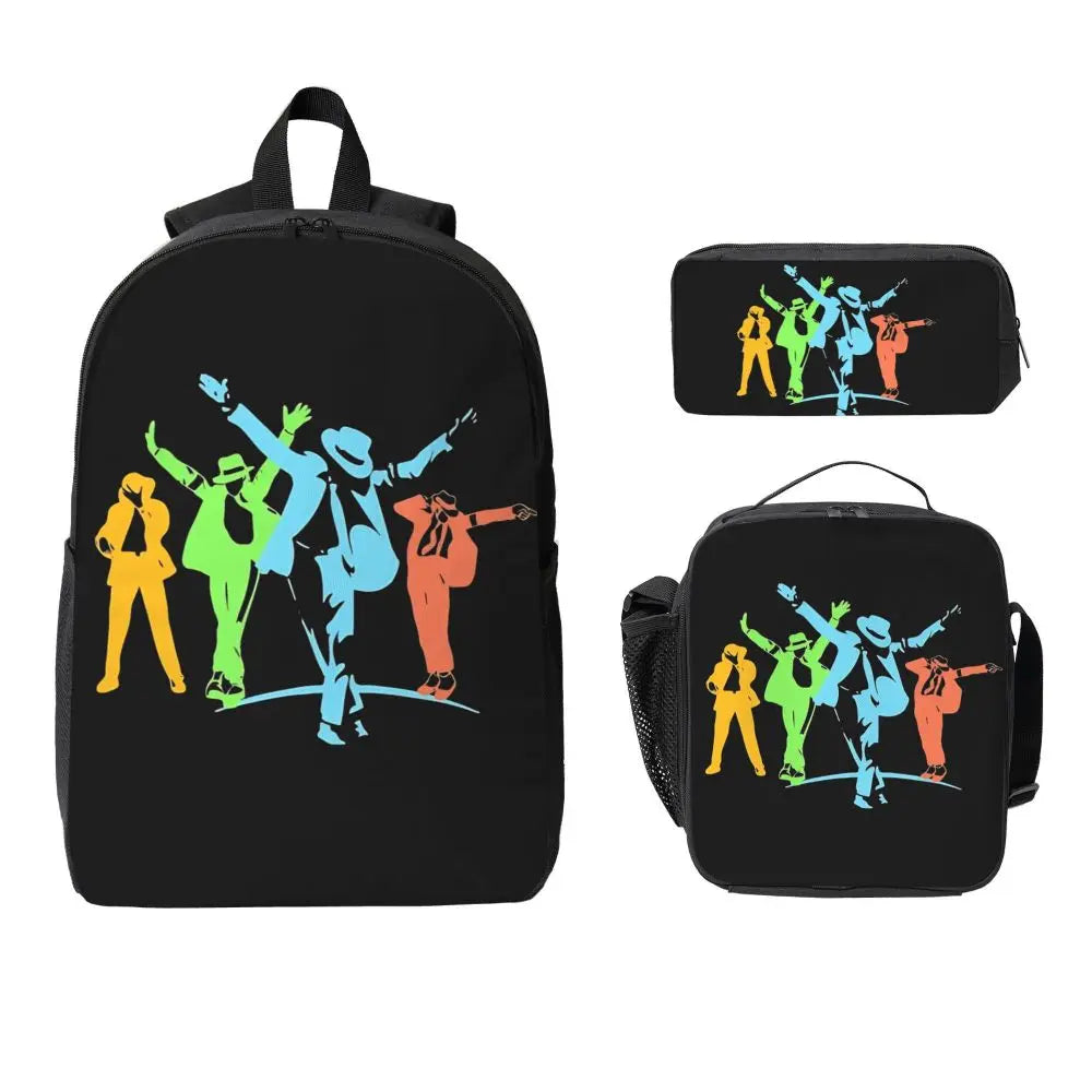 MJ 3pecs/set Backpack for Student High School Daypack Lunch bag Pencil Case