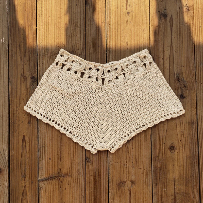 Knitted Swimming Trunks Women Fashion Hollow Out Skinny Shorts Beach Cover Up Summer 2025 New Solid Simple Casual Lady Cover-ups