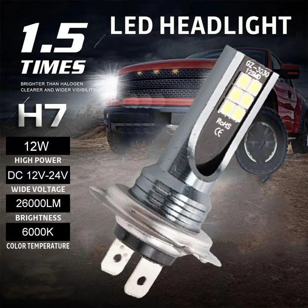 H1/H3/H4/H7/H11 LED Headlight Bulb Beam 12V 12W High Power LED Car Light Headlamp 6000K Auto Headlight Bulbs 12000LM