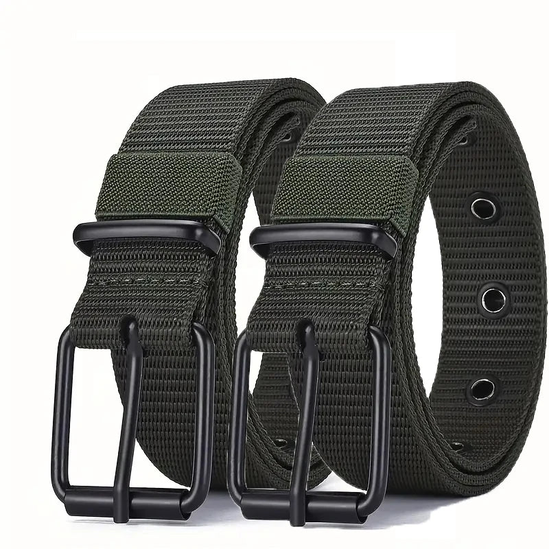 Men's Belt Porous Canvas Pin Buckle Leather Belt Outdoor Sports Belt Women's Trendy Eyelet Belt With Jeans Belt For Men Women