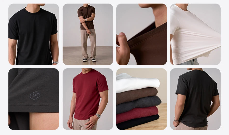 SIMWOOD 2026 Autumn Winter New Warm 260gsm Fabric T-Shirt Regular Fit Thermal Base Layer Comfortable Short Sleeve Tops