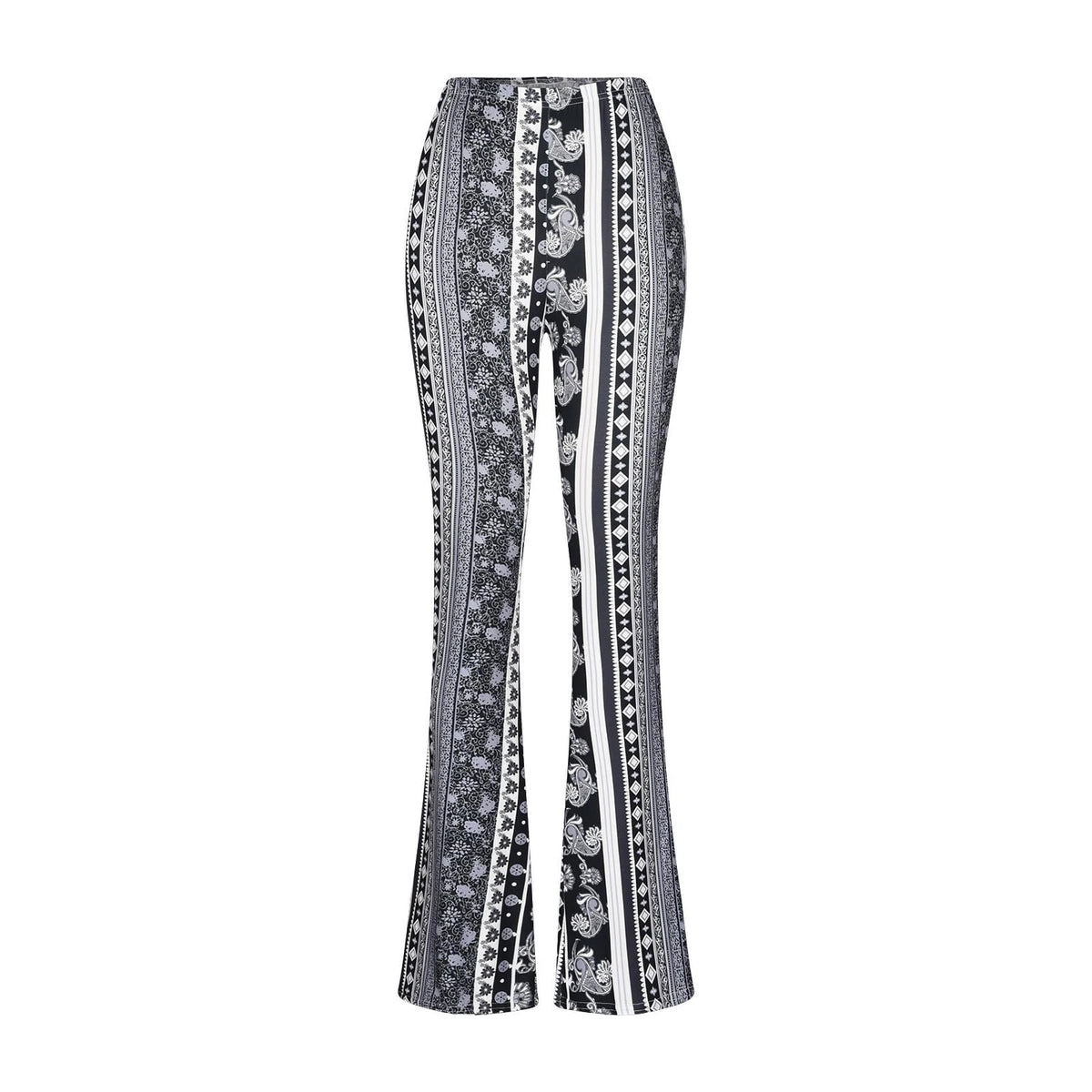 Bohemian Flare Pants for Women High Waisted Stretchy Bell Bottoms Y2K Hippie Style Trousers for Beach Vacation Leggings 2026