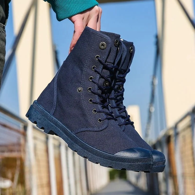 Men's Casual Boots Fashion High-top Canvas Shoes Classics Breathable Sneakers for Men Outdoor Non Slip Hiking Boots Botas Hombre