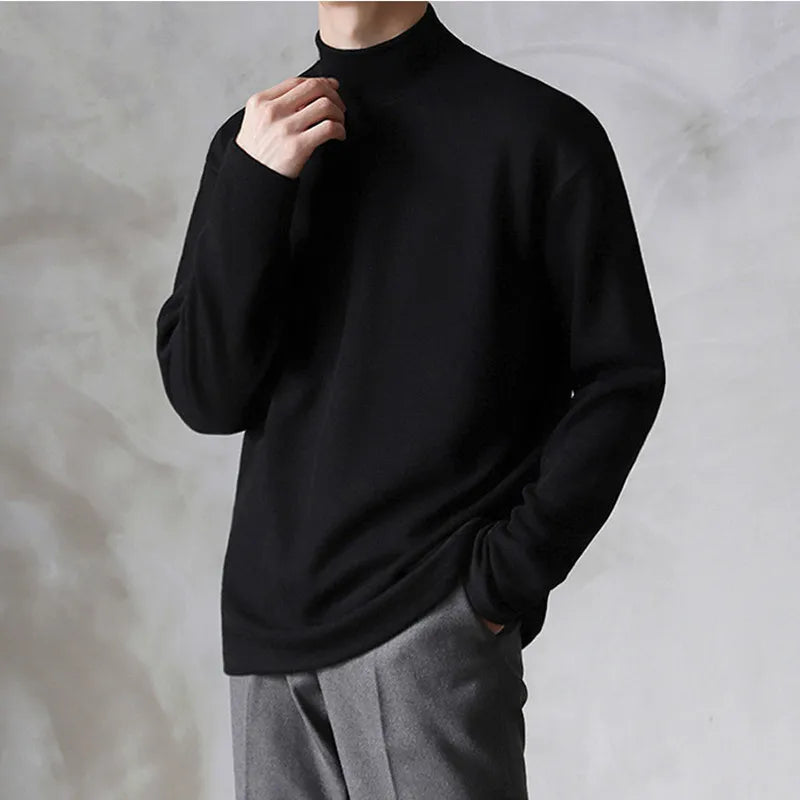 Men's Thermal Turtleneck Shirt Fleece Lined Long Sleeve Warm Pullover Loose Fit Casual Knit Top Winter Base Layer