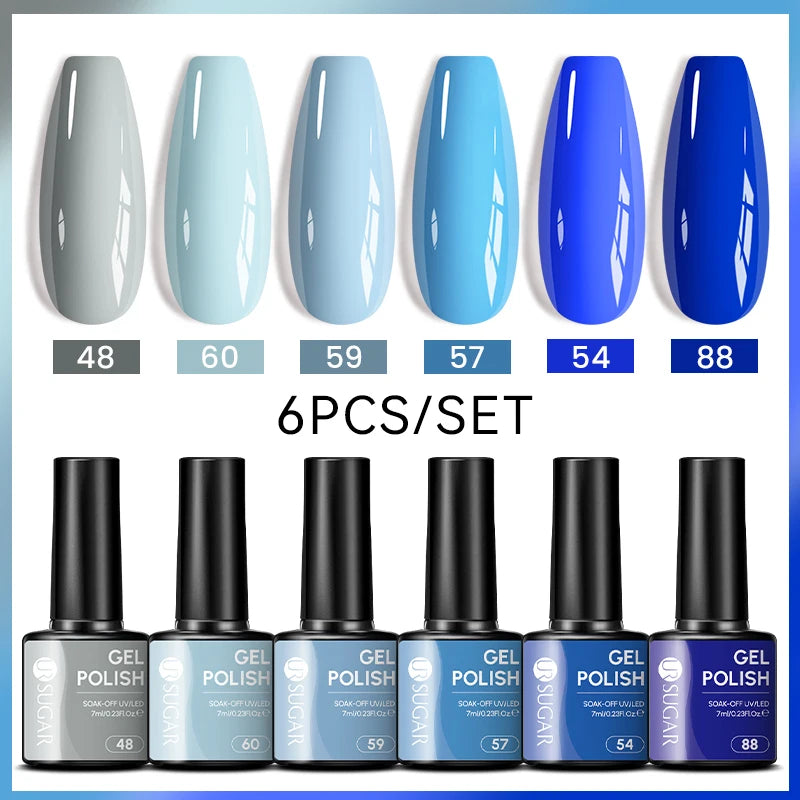 UR SUGAR 6Pcs/Set 7ML Gel DIY Nail Polish Autumn Semi Permanent Soak Off UV LED Gel Varnish Nail Art Design Manicure Kit