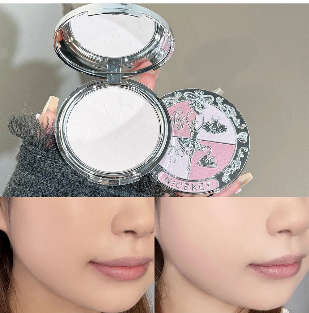 NICEKEY Multipurpose Makeup Sets Include 4 Lip Mud,1 Blush,1 Pressed Powder,1 Eyes Palette,1 Contour Palette With Necklace Gift