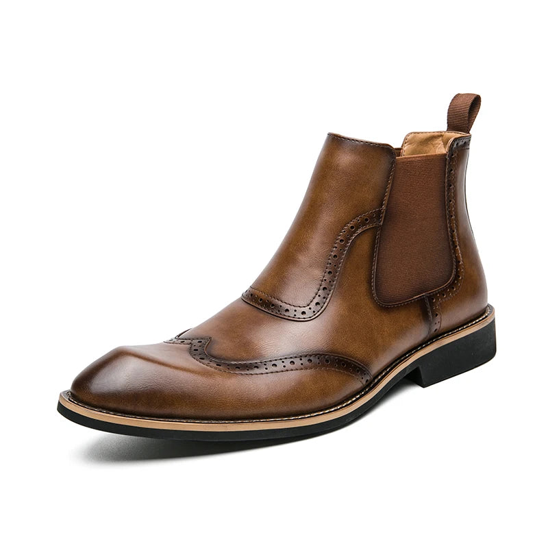 Genuine Leather Shoes Chelsea Boots for Women Retro Carved Boots Round Toe Ankle Boots British Style Women Shoes Winter/Autumn
