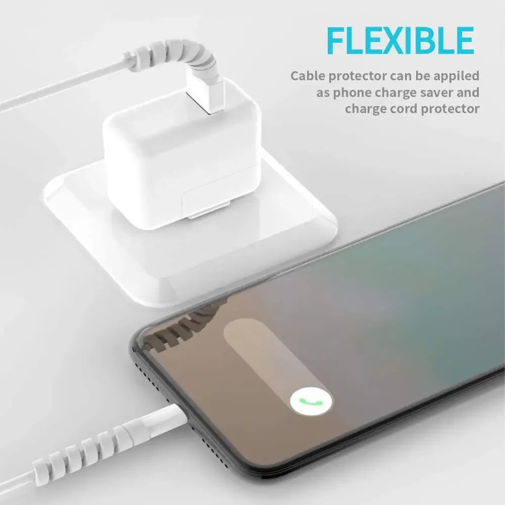 USB Cable Protector Charging Cable Spiral Silicone Protective Sleeve Wire End Cord Cover Savers for Phone Watch Charger Cable