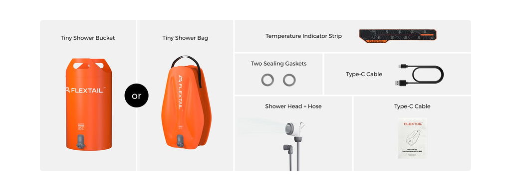 FLEXTAIL TINY SHOWER BUCKET/BAG - 20L Outdoor Water Reservoir with Built-in Pump, Automatic Dispensing, Two-Speed Adjustment