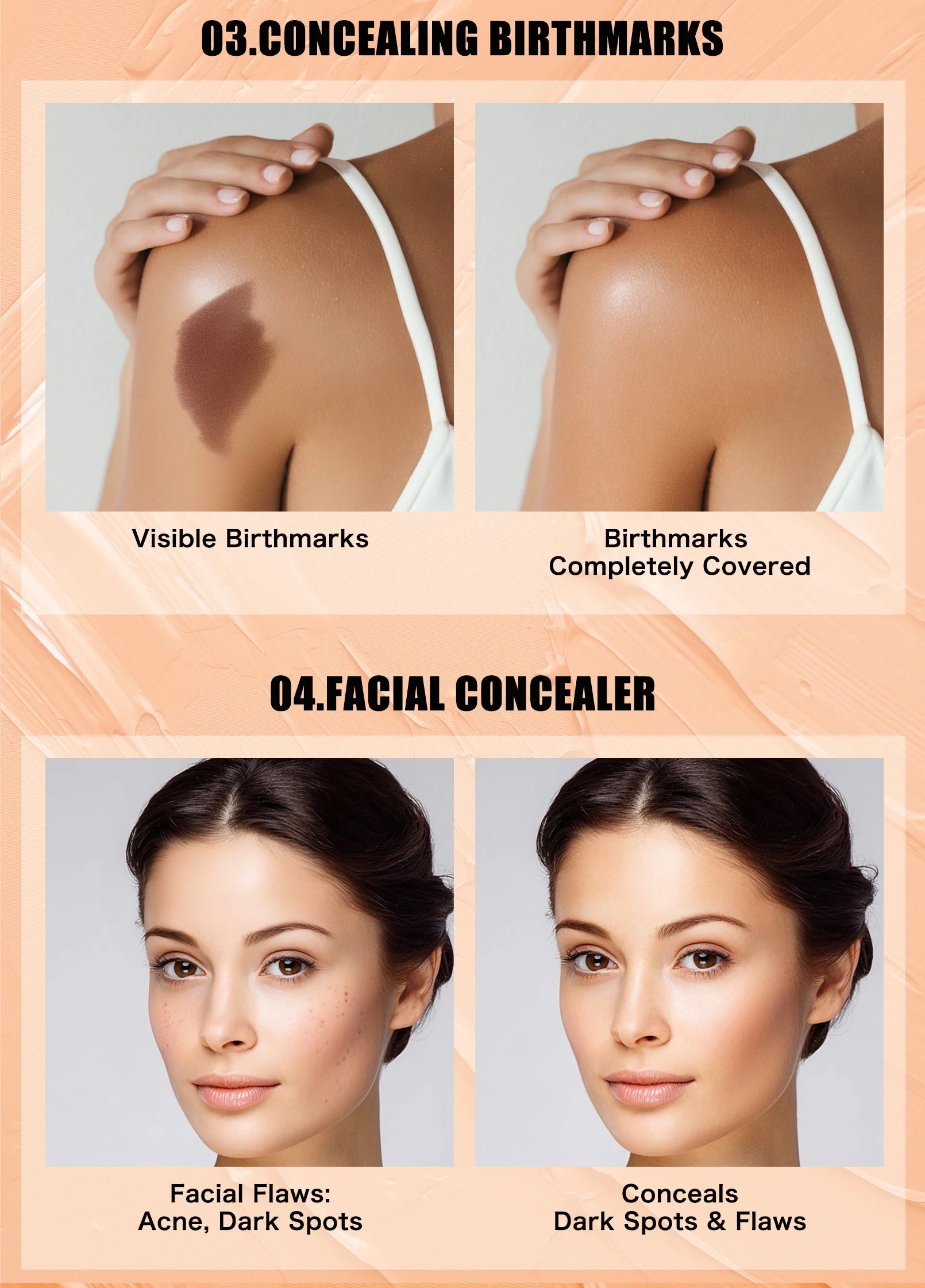 Four-Color Concealer to Cover Dark Circles, Tattoos, Acne Marks, Facial Concealer, Contouring, Waterproof Foundation, Beauty Makeup
