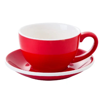 European Style Matte Latte Cup Ceramic Cappuccino Cup Large Mouth Coffee Cup Plate Set Handmade Craftsmanship 300ml