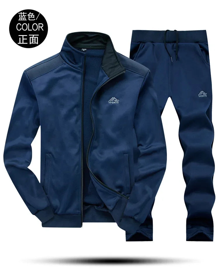 2025 Gym Spring Jacket + Pants Casual Tracksuit Men Sportswear Tracksuits Men Polyester Sweatshirt Sporting Fleece ropa hombre