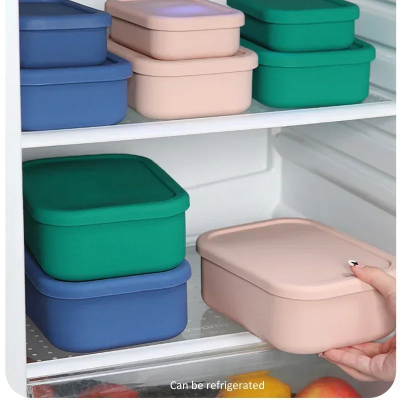 3Pcs/set(300ml+700ml+1300ml) Silicone Lunch Box,Microwaveable Bento Box,Food Container With Lid For School Work Travel Leakproof
