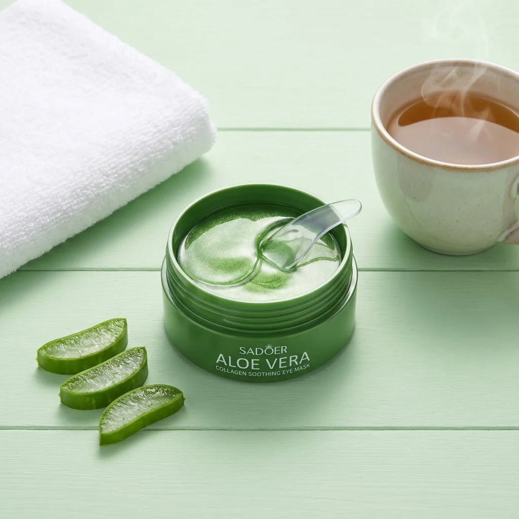 Aloe Vera Collagen Eye Mask 60Pcs Soothing Moisturizing Firming Eye Patches Hydrating Eye Skin Care for Puffy Eyes Dark Circles