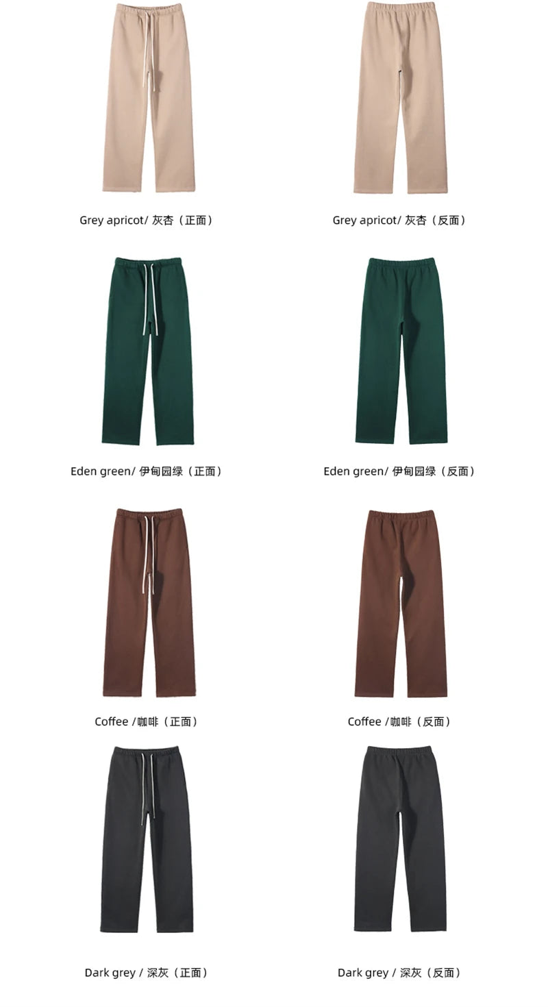 ZODF 2025 Men Casual Winter 350sm Fleece Pants Unisex Loose Soft Comfortable Sport Solid Straight Trousers HY0643