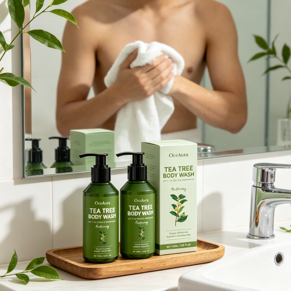 OceAura Tea Tree Body Wash Deep Cleaning Refreshing Skin Moisturizing Soft Skin Friendly Long Lasting Fragrance Shower Gel 100ml