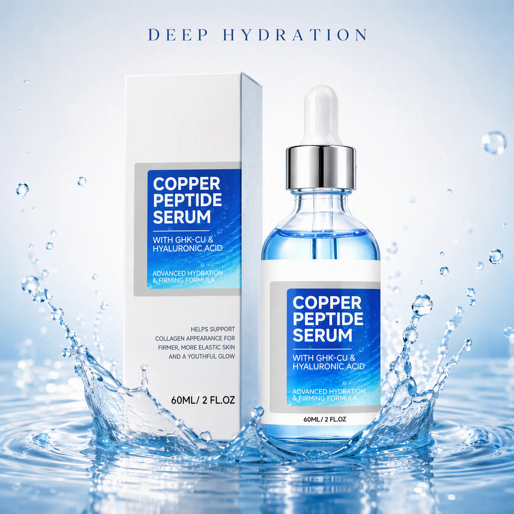 Copper Peptide Face Serum with Hyaluronic Acid & Niacinamide, GHK-Cu Hydrating Serum for Firm, Smooth & Glowing Skin 60ml