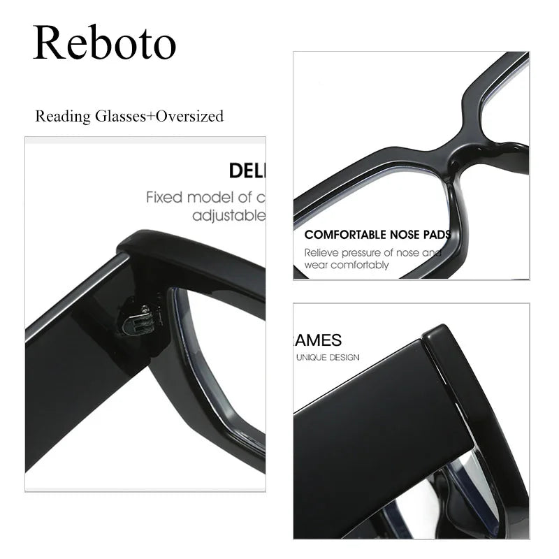 Square Reading Glasses For Women Optical Lens Prescription Men's Eyeglasses Big Thick Frames Presbyopic Eyewear Trendy