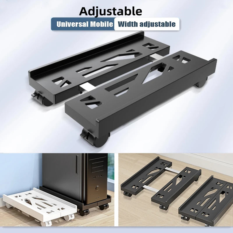 Adjustable Mobile CPU Stand Heavy-Duty PC Tower Stand With 4 Caster Wheels Ventilated Under Desk CPU Holder PC Floor Cart