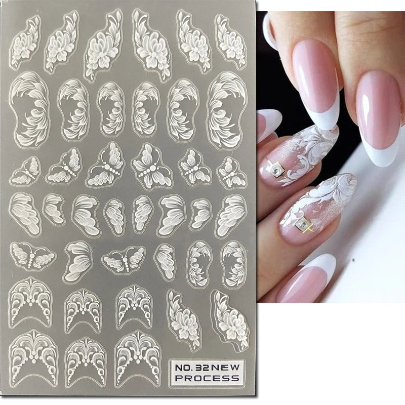 3d Nail Art Ultrathin Decals Blue Pink Blossom Florals Flowers Leaves Nail Stickers Decoration For Nail Tips Beauty